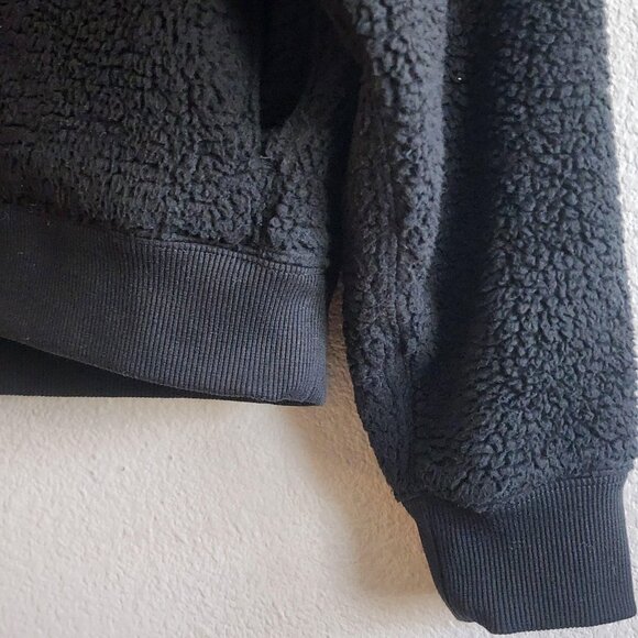 Athleta Sweater Womens Small Black Sherpa Pullover Cozy Fleece Warm Pockets - Picture 2 of 10
